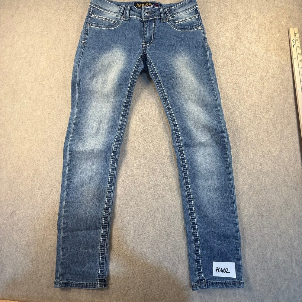 Angels Jeans Womens Size 9 Medium Wash Embellished Skinny Denim Blue Stretch